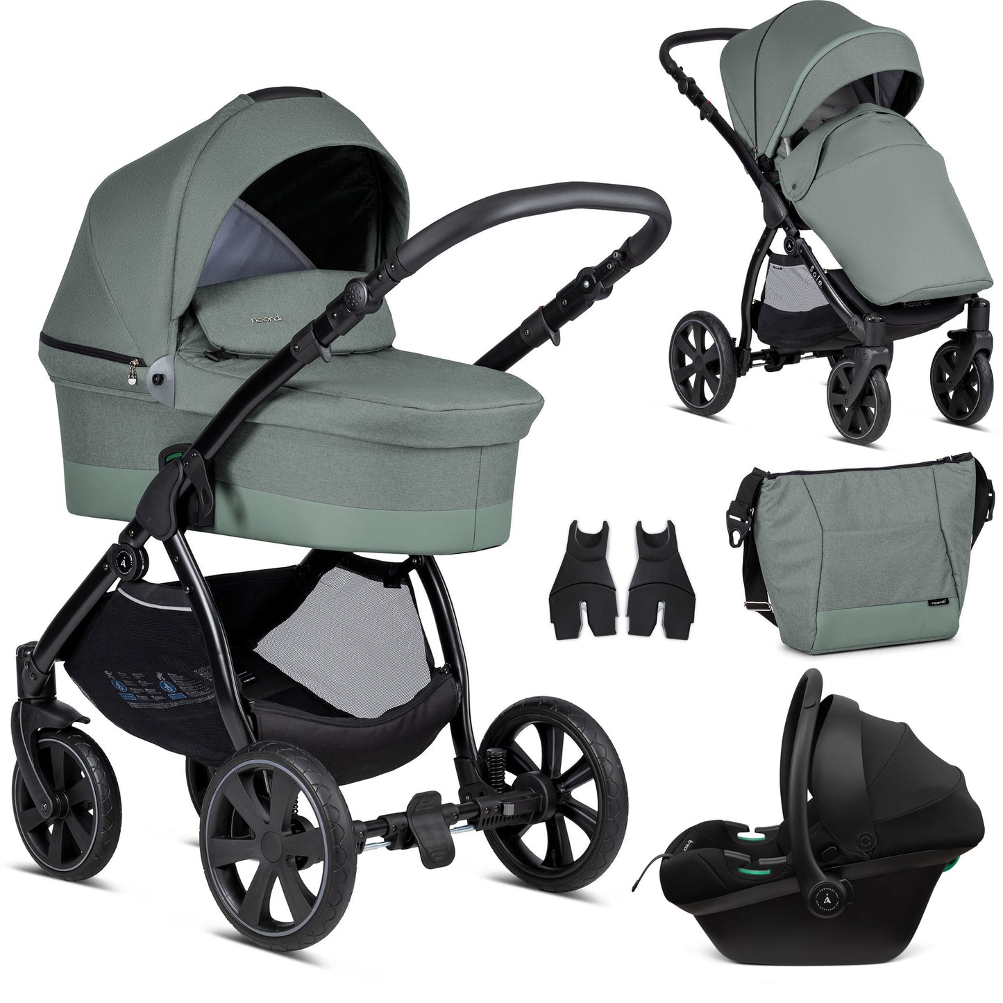 Noordi Sole Go 3in1 Travel System with Terra i-Size Car Seat - Sage