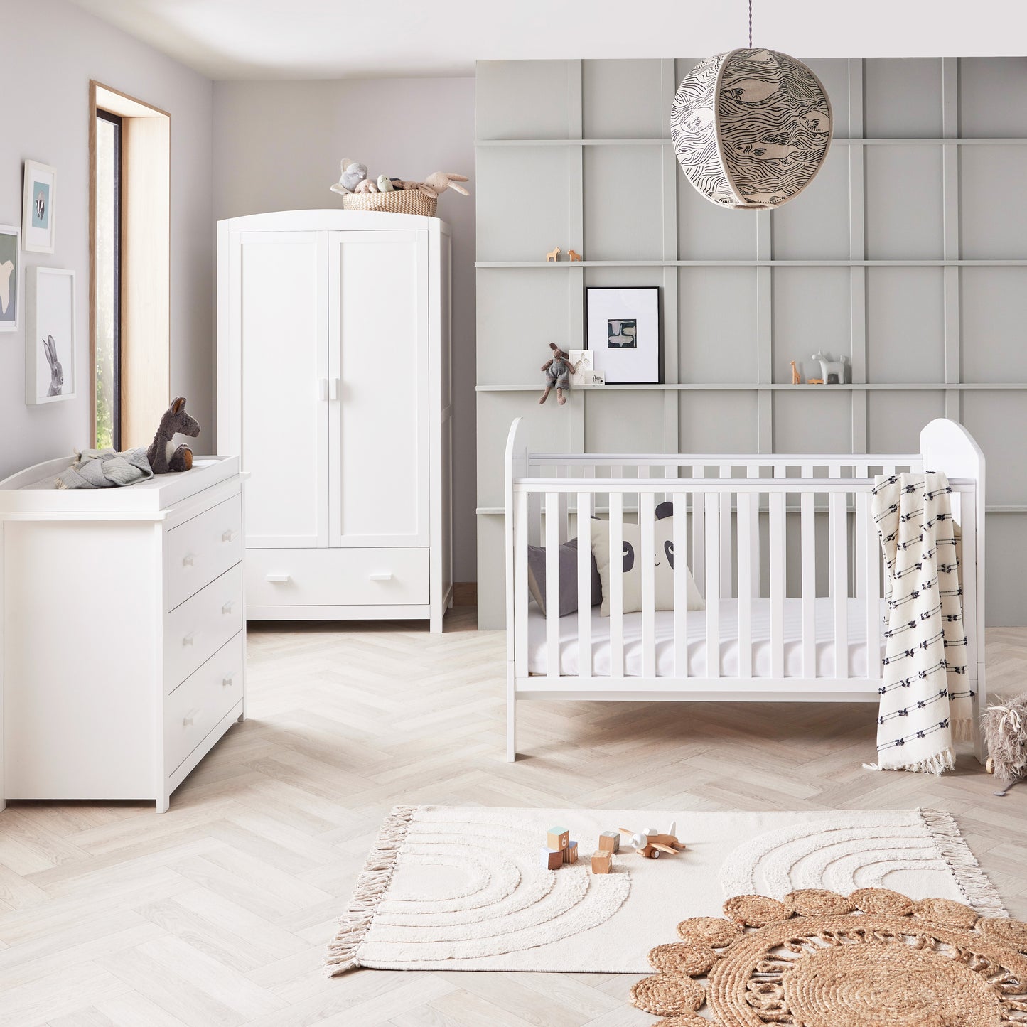 BABYMORE - Aston 3 Piece Nursery Furniture Set – White