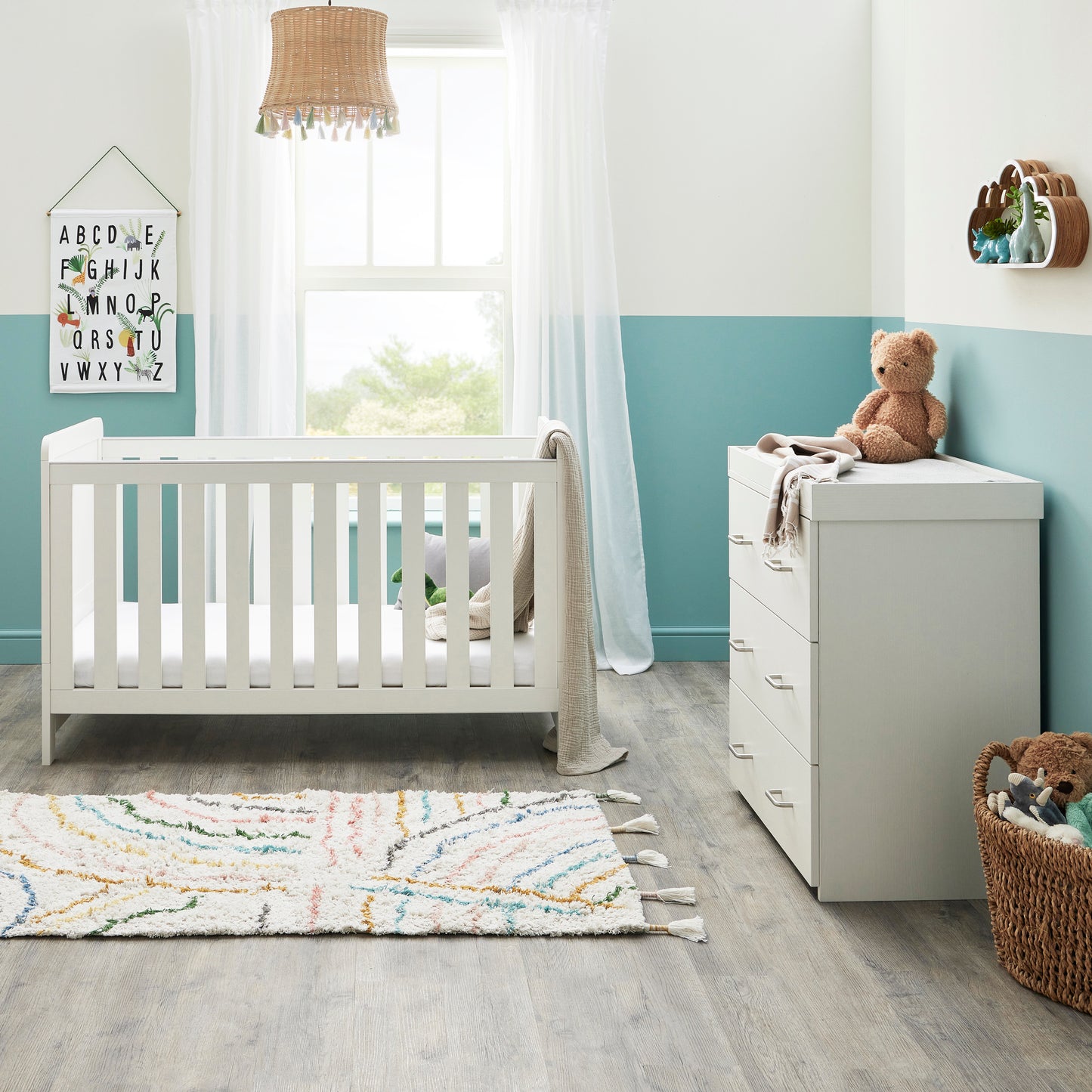 BABYMORE - Caro 2 Piece Nursery Furniture Set – White Wash