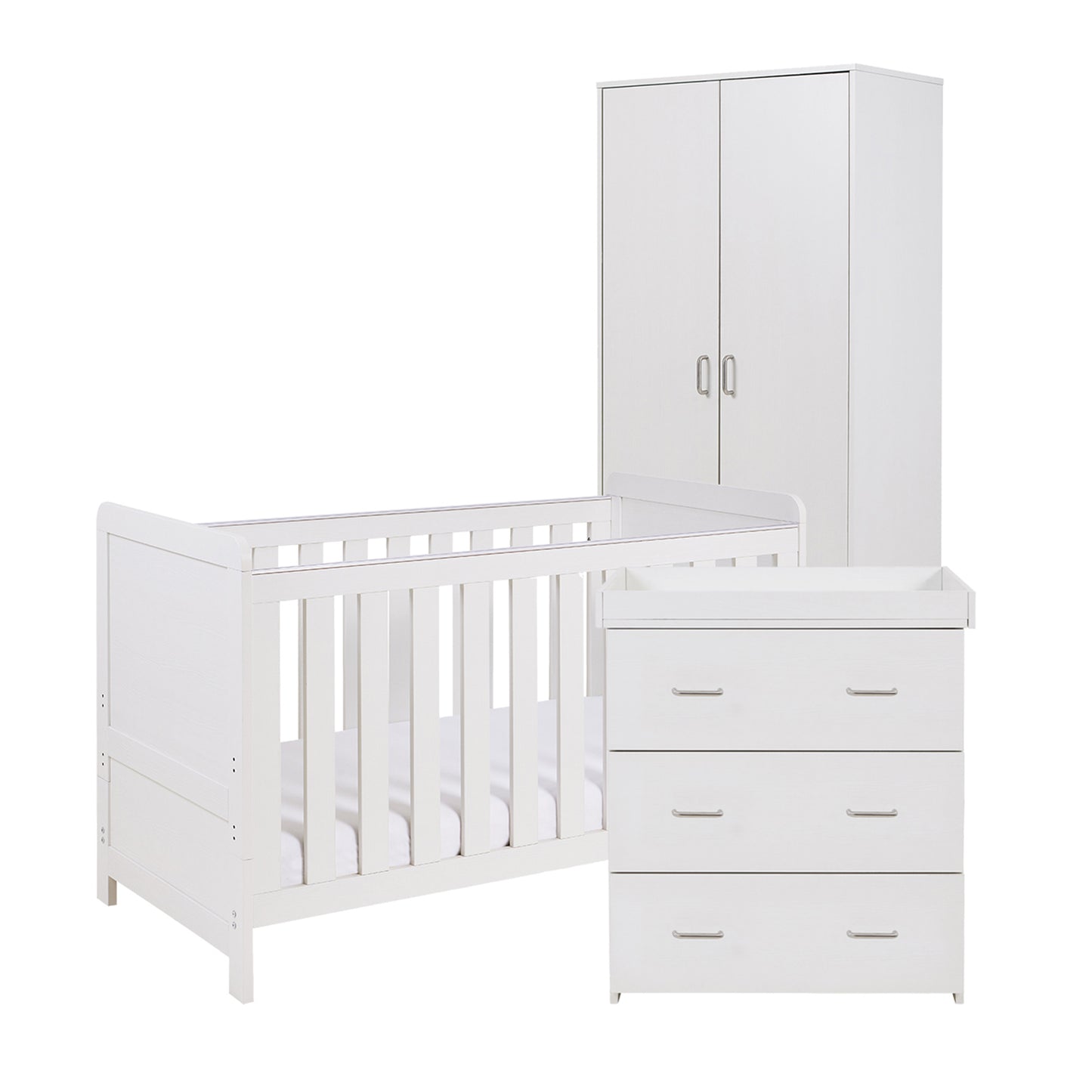 BABYMORE - Caro 3 Piece Nursery Furniture Set – White Wash