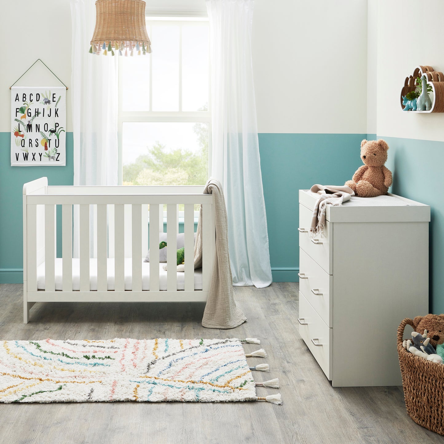 BABYMORE - Caro Mini 3 Piece Nursery Furniture Set – White Wash