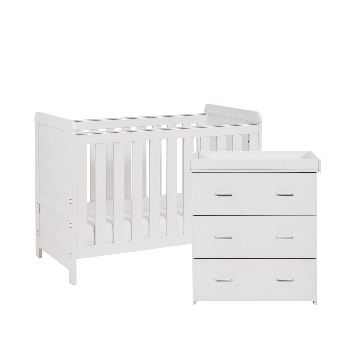 BABYMORE - Caro Mini 3 Piece Nursery Furniture Set – White Wash