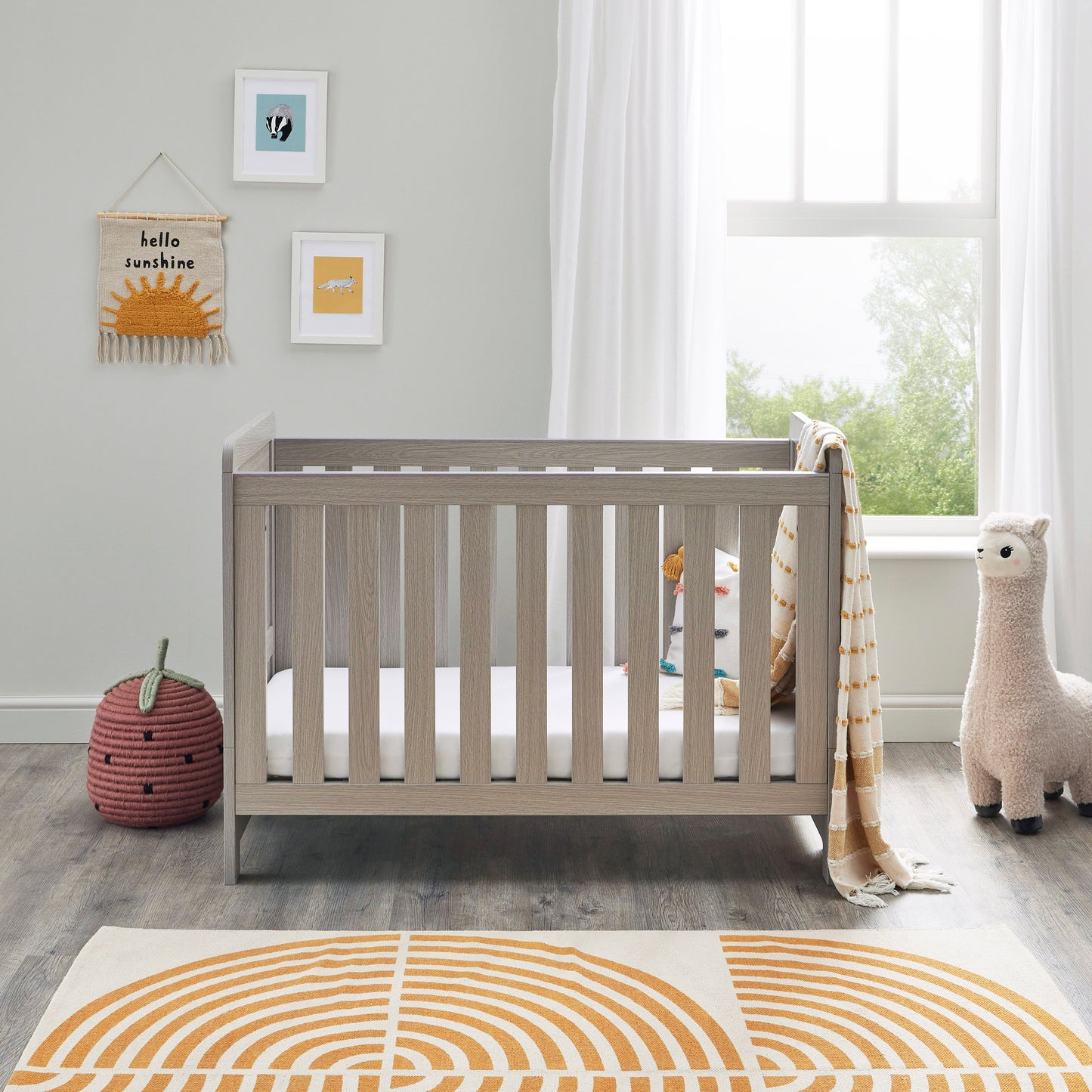 BABYMORE - Caro Mini 3 Piece Nursery Furniture Set – Grey Wash