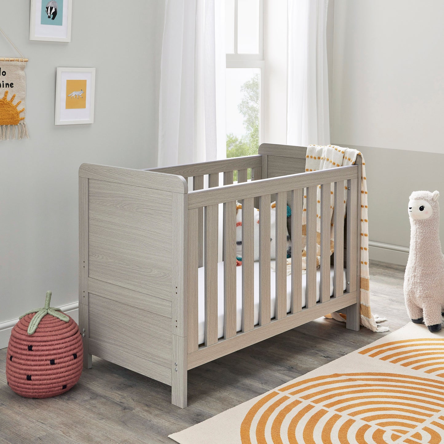 BABYMORE - Caro Mini 3 Piece Nursery Furniture Set – Grey Wash