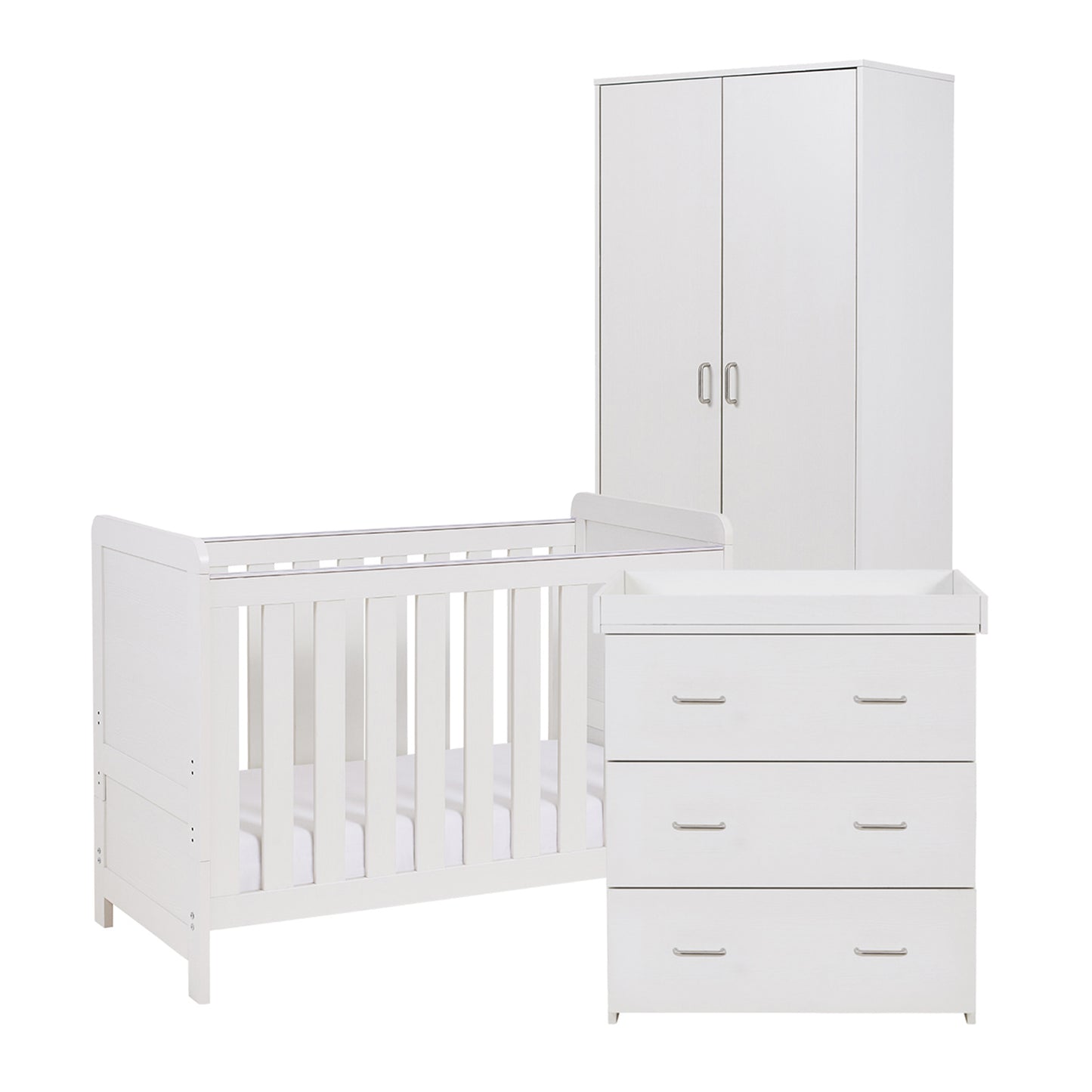 BABYMORE - Caro Mini 3 Piece Nursery Furniture Set – White Wash