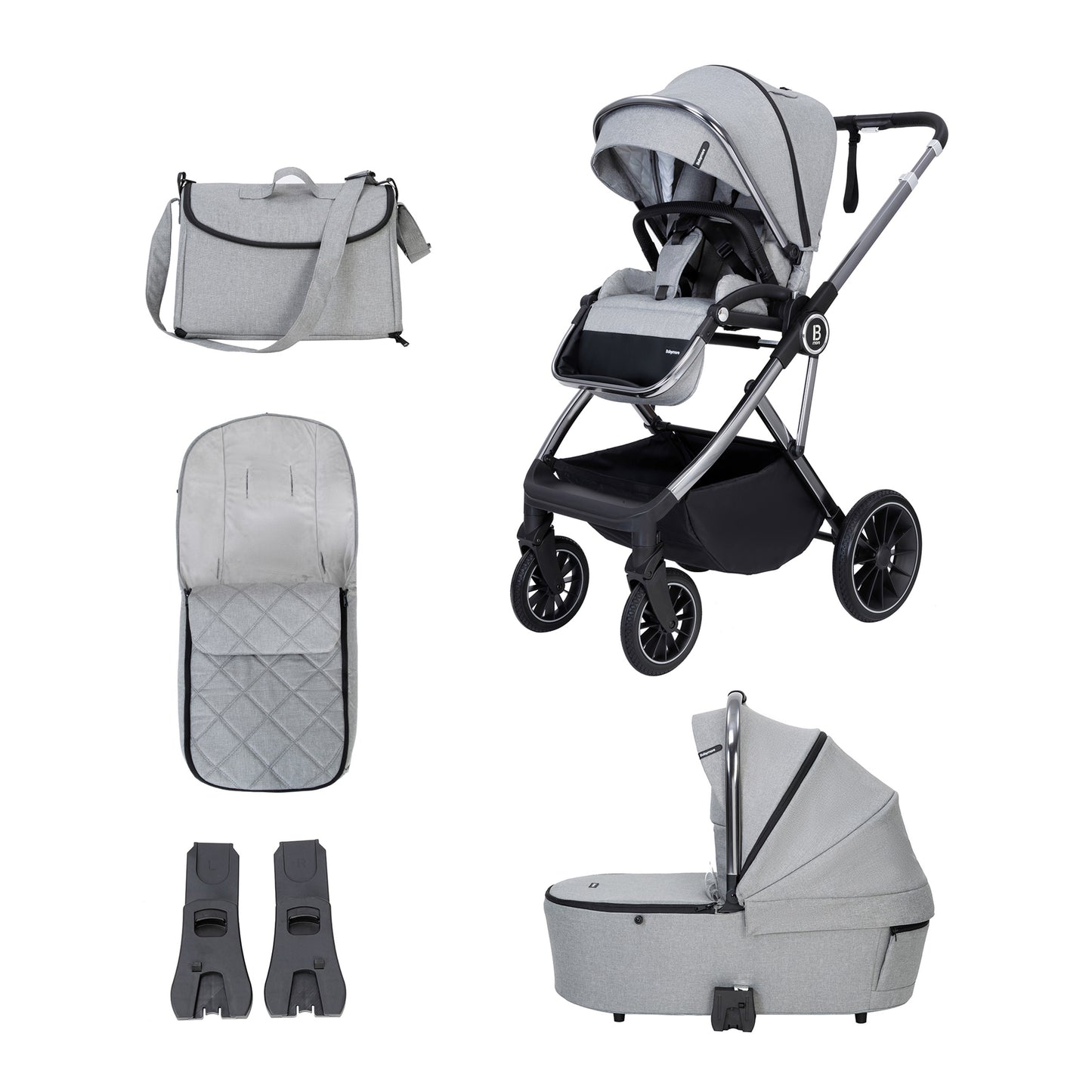 BABYMORE - Chia Pram Pushchair – Pearl Grey