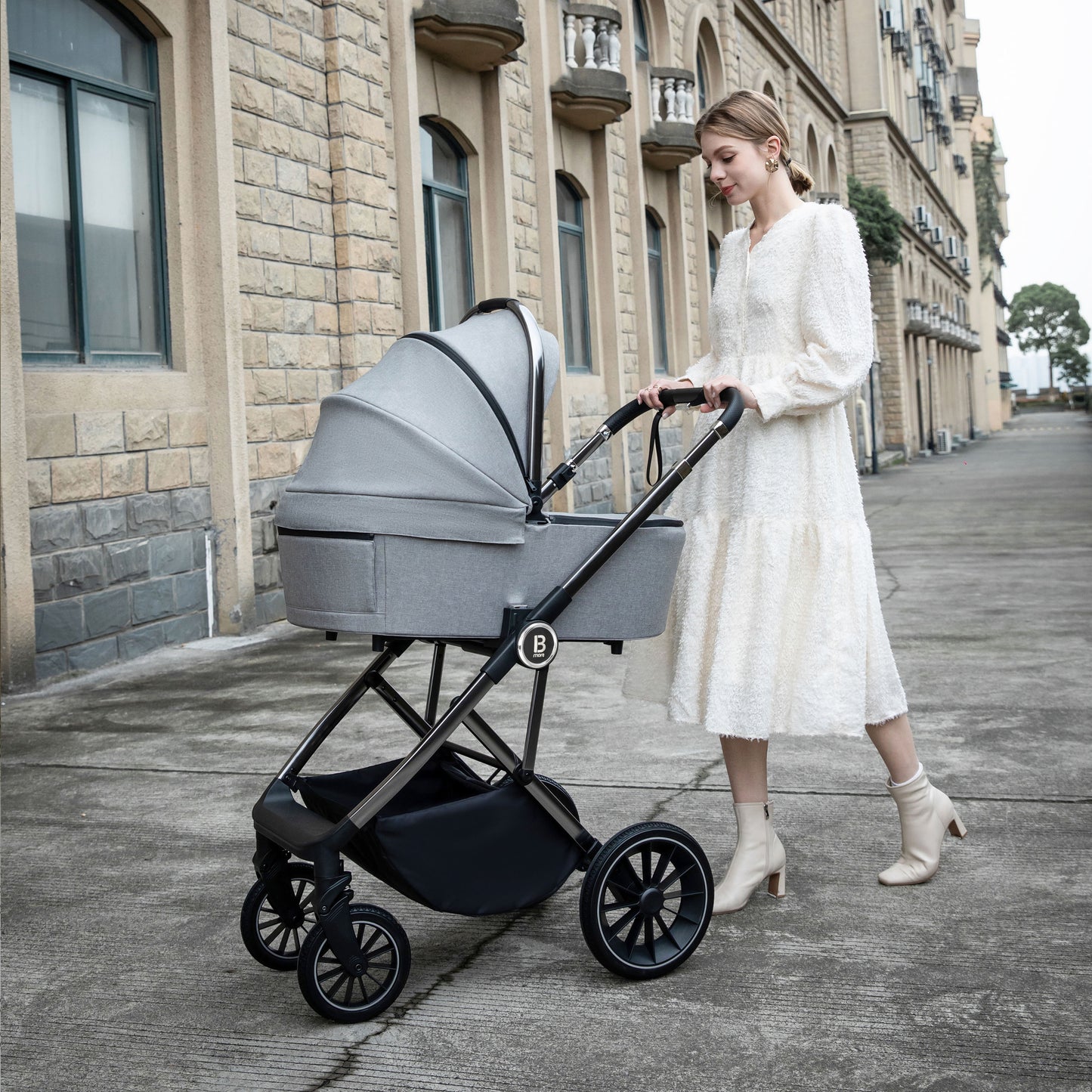 BABYMORE - Chia Pram Pushchair – Pearl Grey