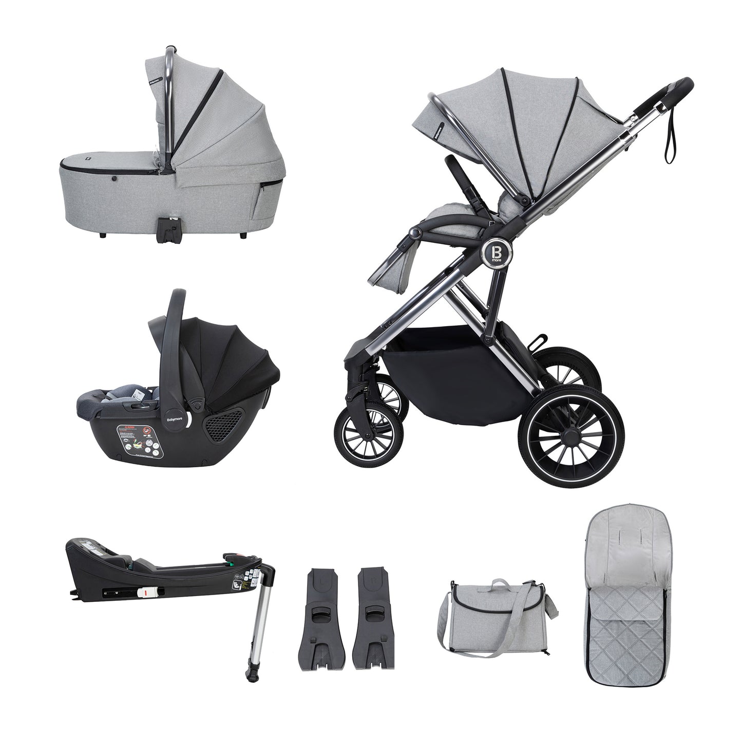 BABYMORE - Chia Travel System Coco with Base – Pearl Grey