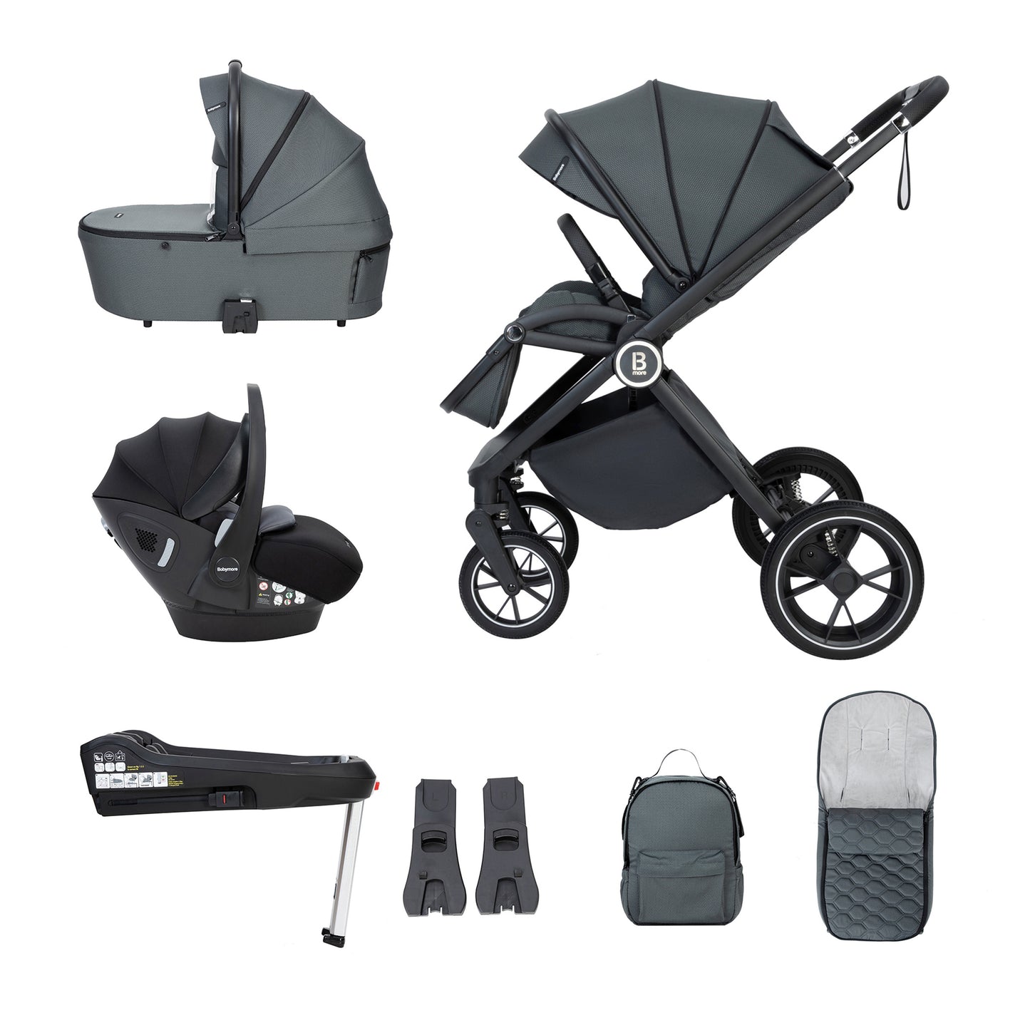 BABYMORE - Kai Travel System Pecan with Base – Forest Grey