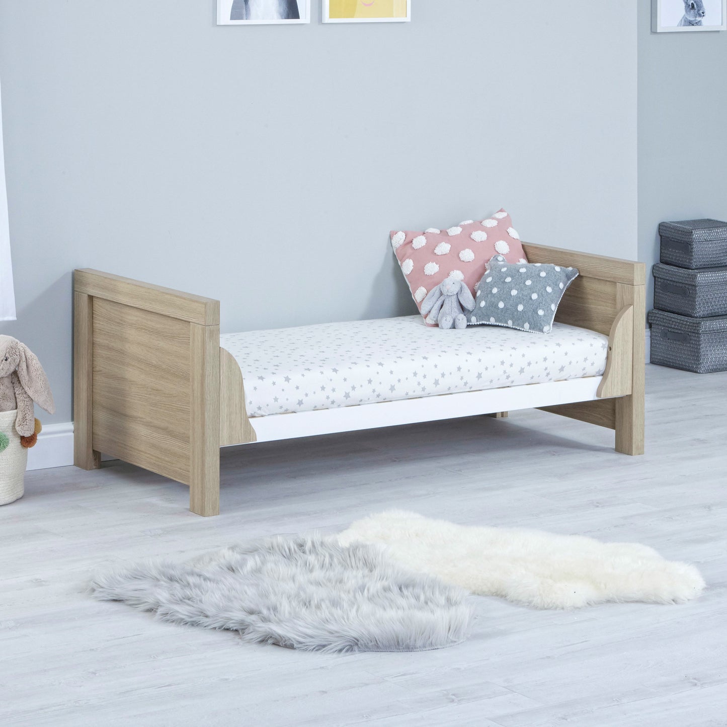 BABYMORE - Luno Cot Bed – Oak White