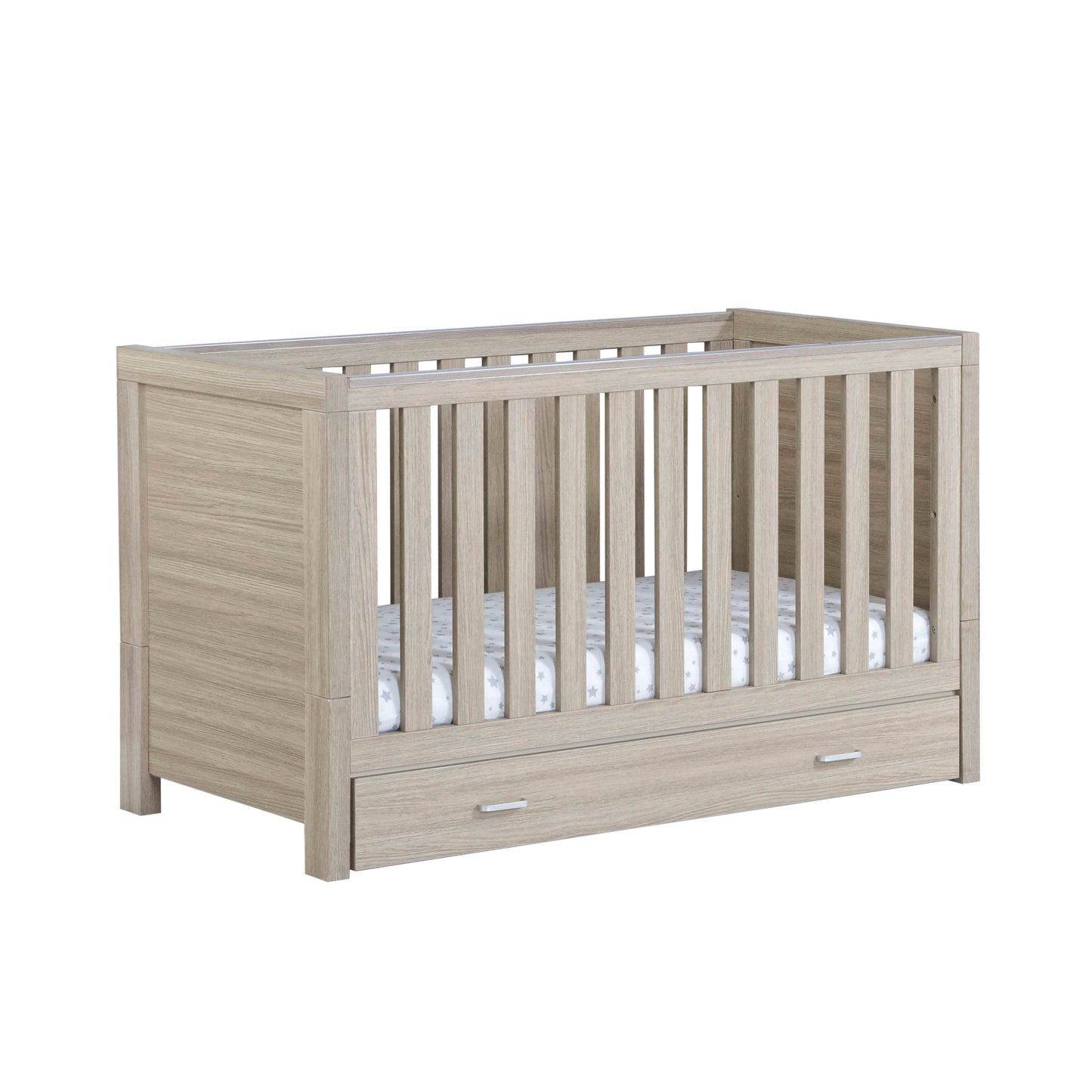 BABYMORE - Luno Cot Bed With Drawer - Oak