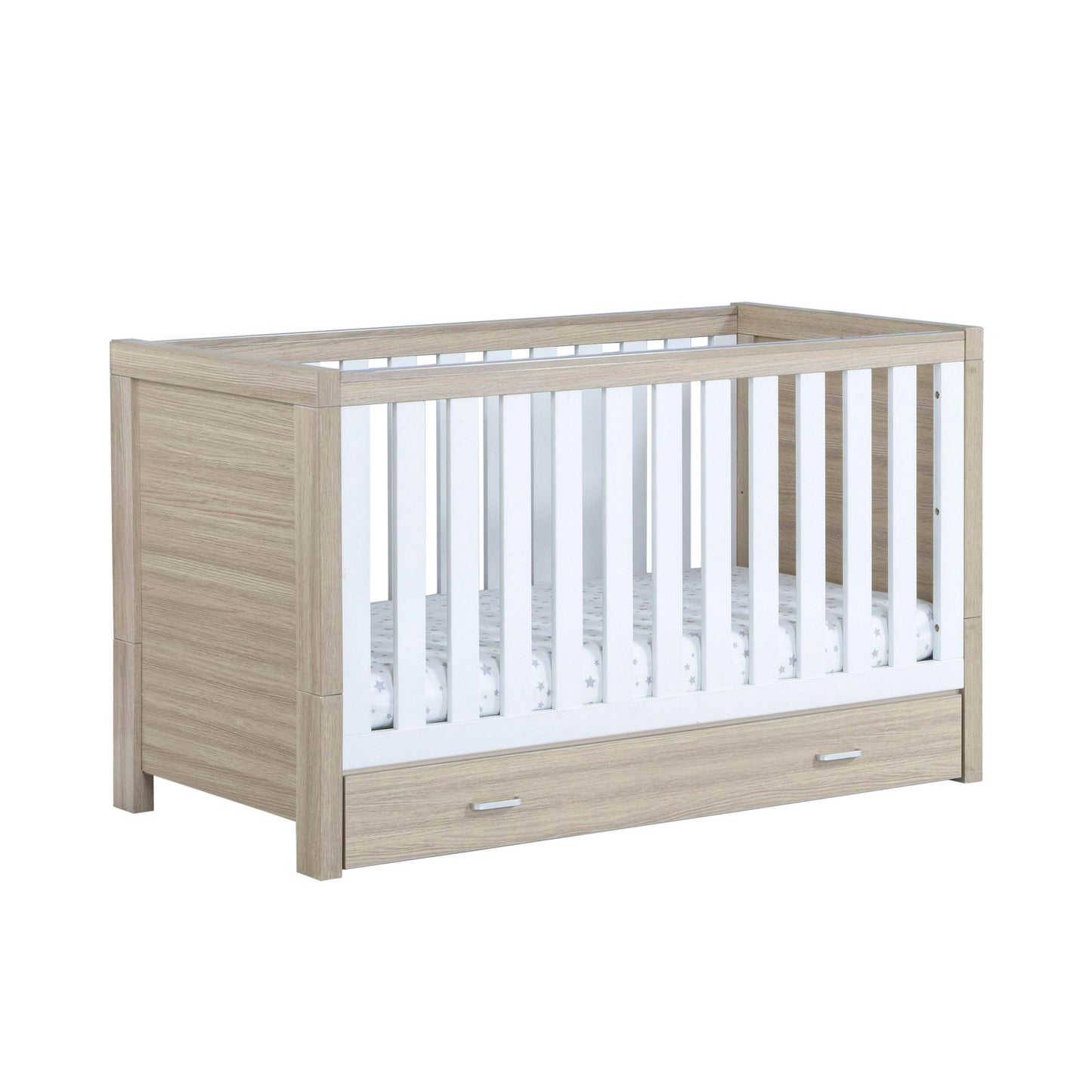 BABYMORE - Luno Cot Bed With Drawer – Oak White