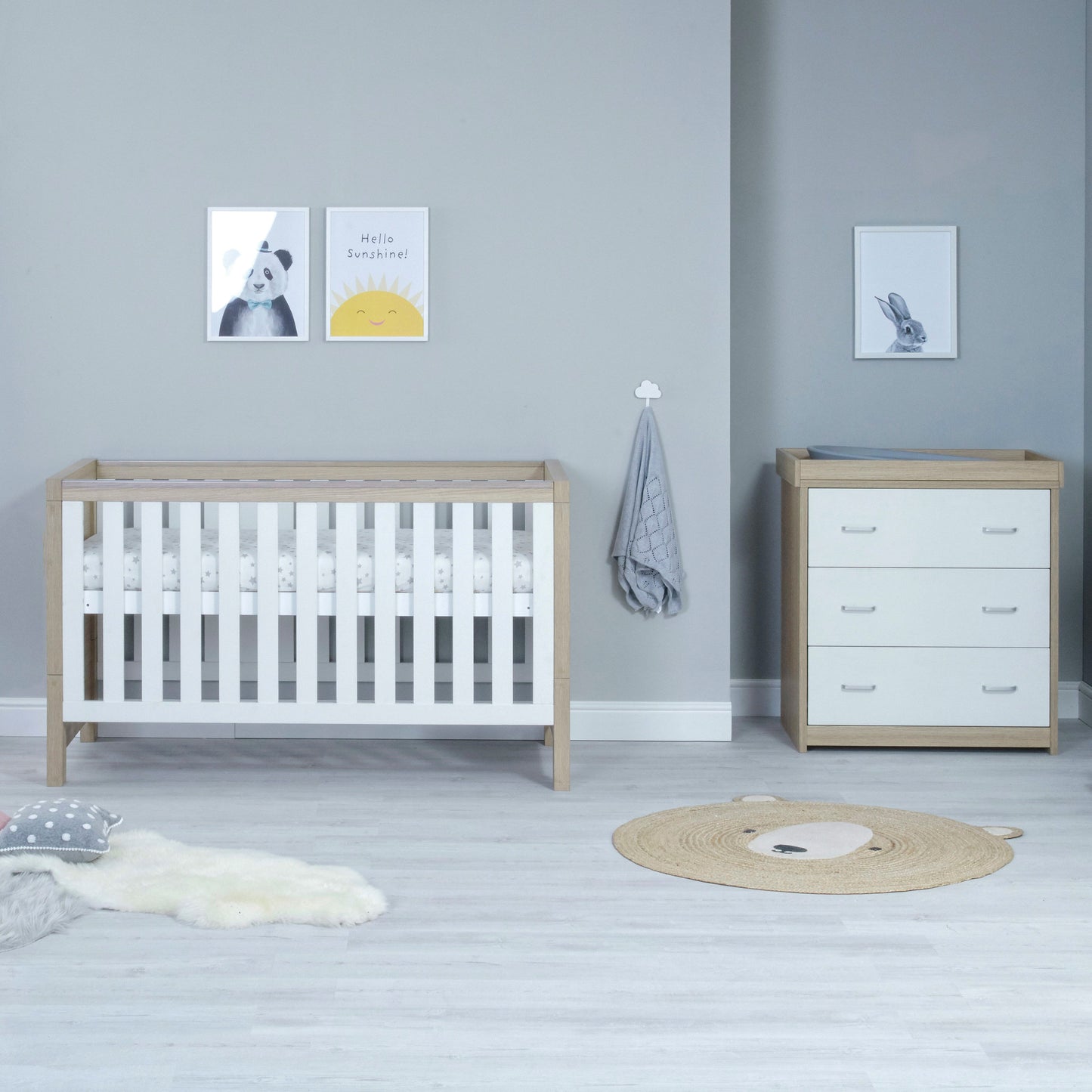 BABYMORE - Luno 2 Piece Nursery Furniture Set – Oak White