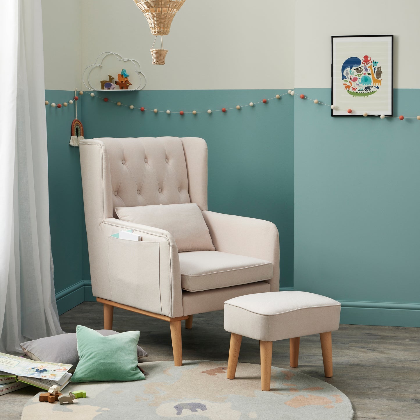 BABYMORE - Lux Nursing Chair with Stool - CREAM