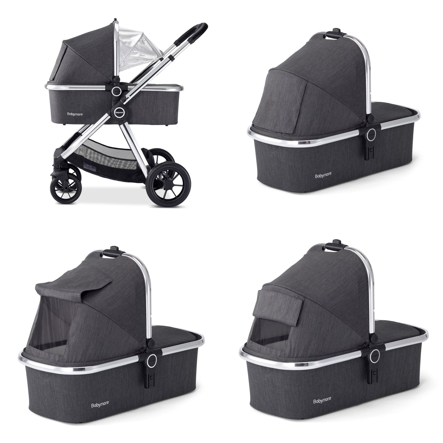 BABYMORE - Memore V2 Pram Pushchair 11 Piece – Chrome