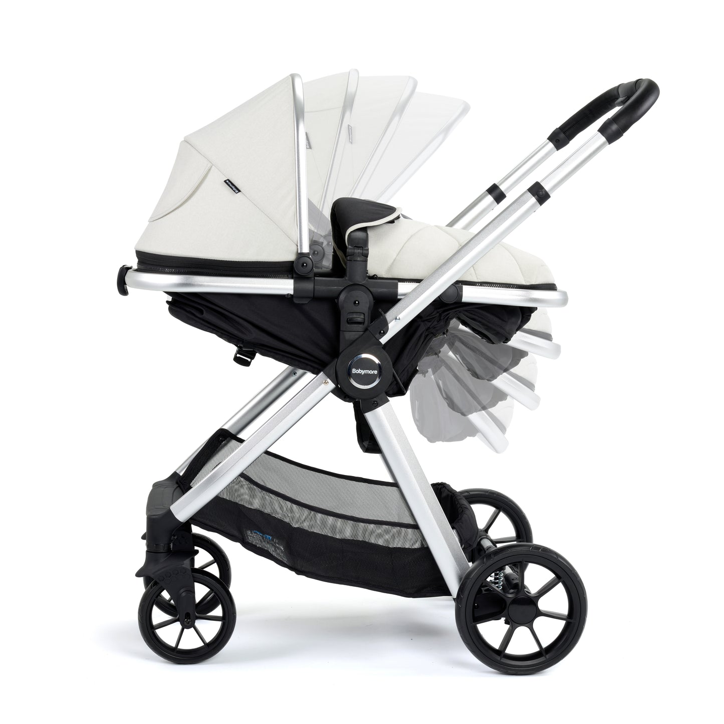 BABYMORE - Mimi Travel System Coco i-Size Car Seat with Isofix Base – Silver