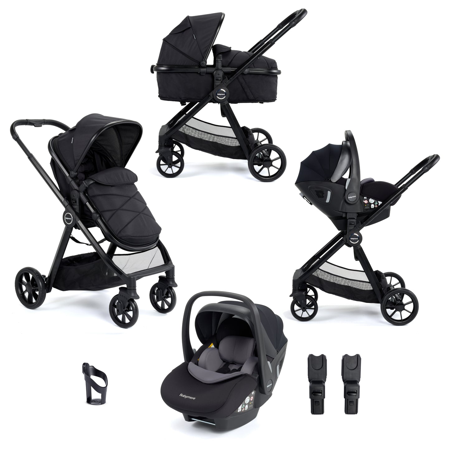 BABYMORE - Mimi Travel System Pecan i-Size Car Seat – Black