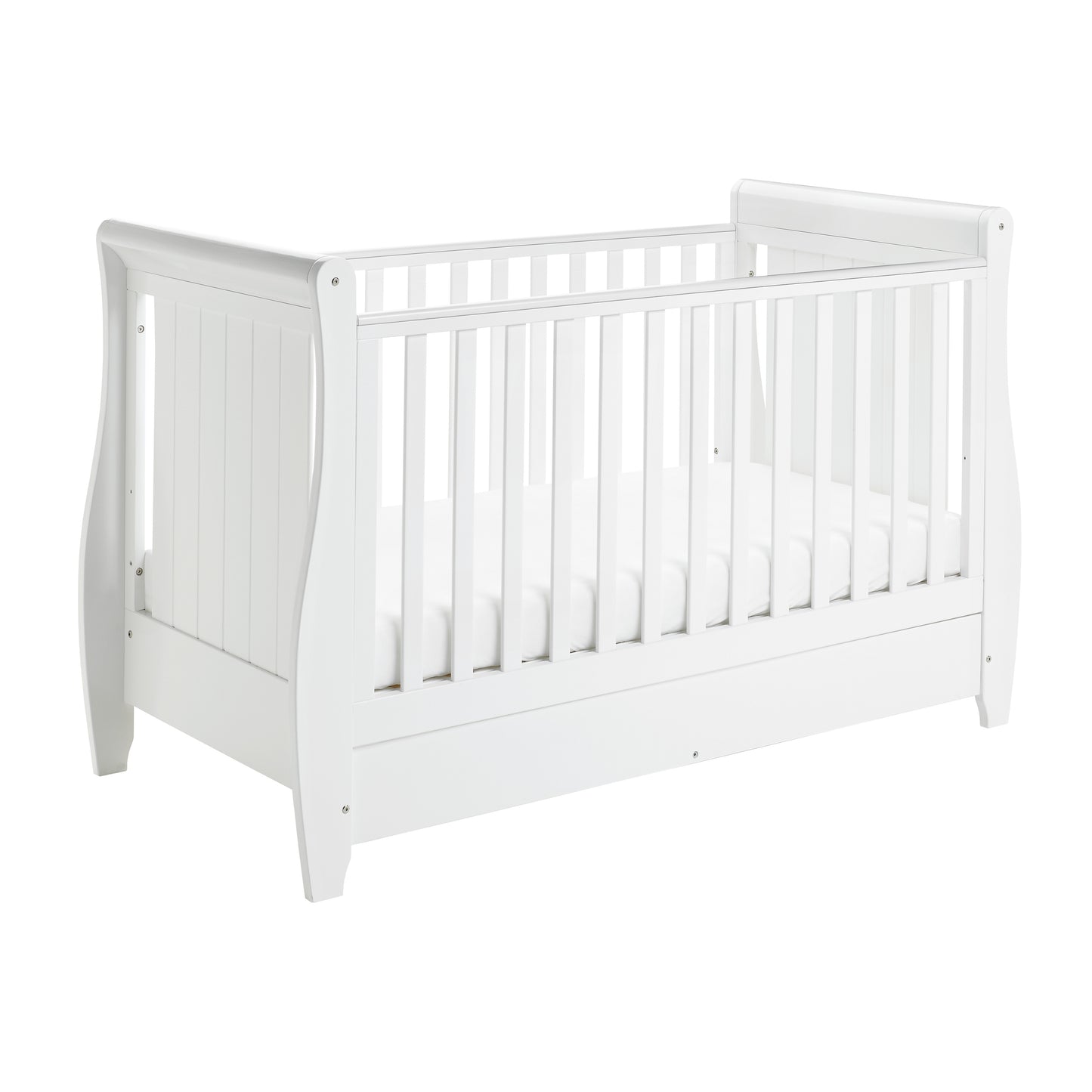 BABYMORE - Stella Sleigh Cot Bed Drop Side WHITE
