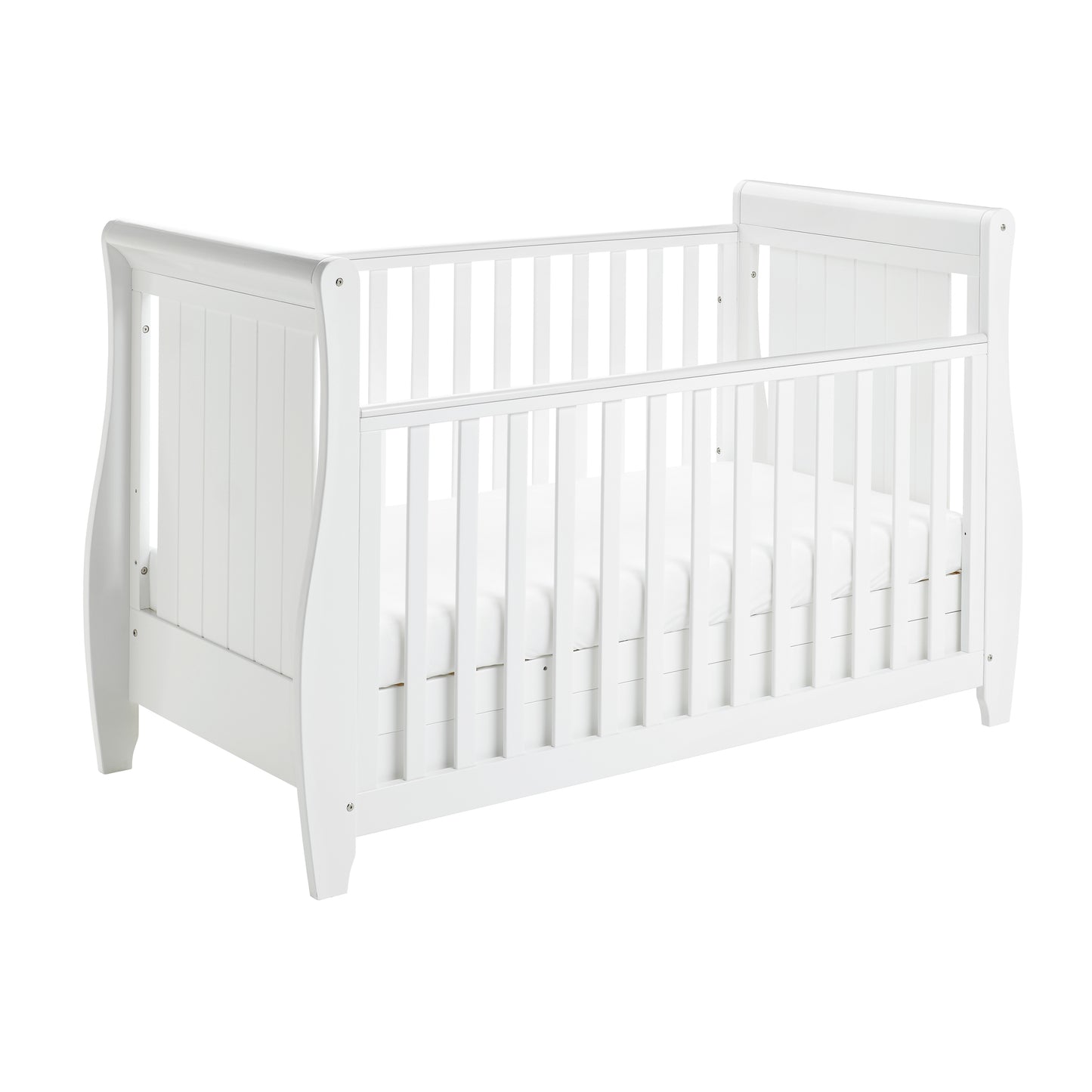 BABYMORE - Stella Sleigh Cot Bed Drop Side WHITE