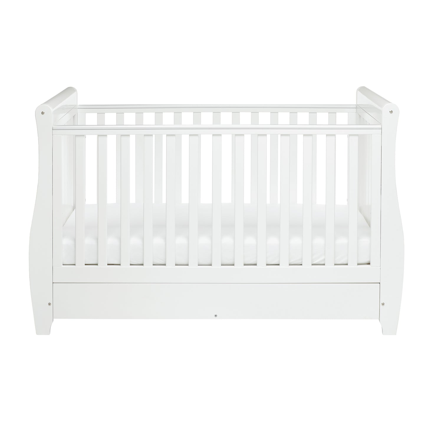 BABYMORE - Stella Sleigh Cot Bed Drop Side WHITE