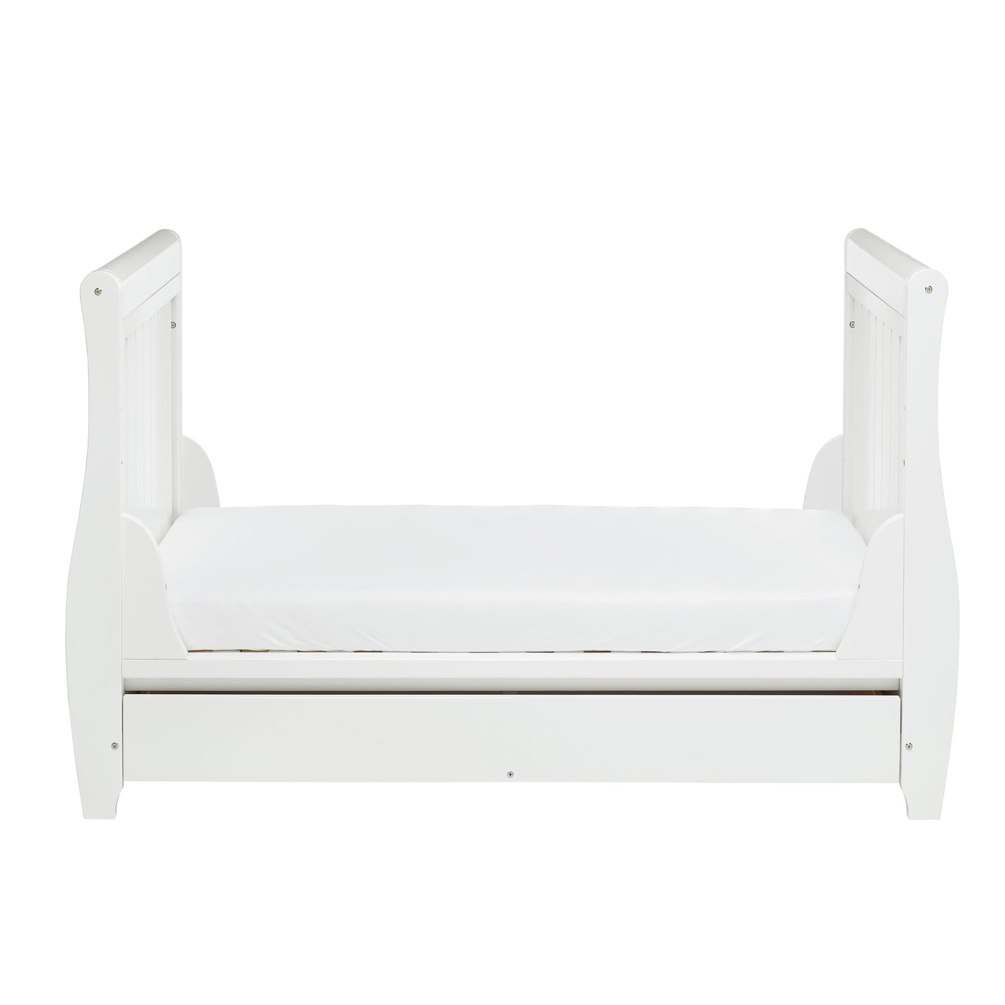 BABYMORE - Stella Sleigh Cot Bed Drop Side WHITE