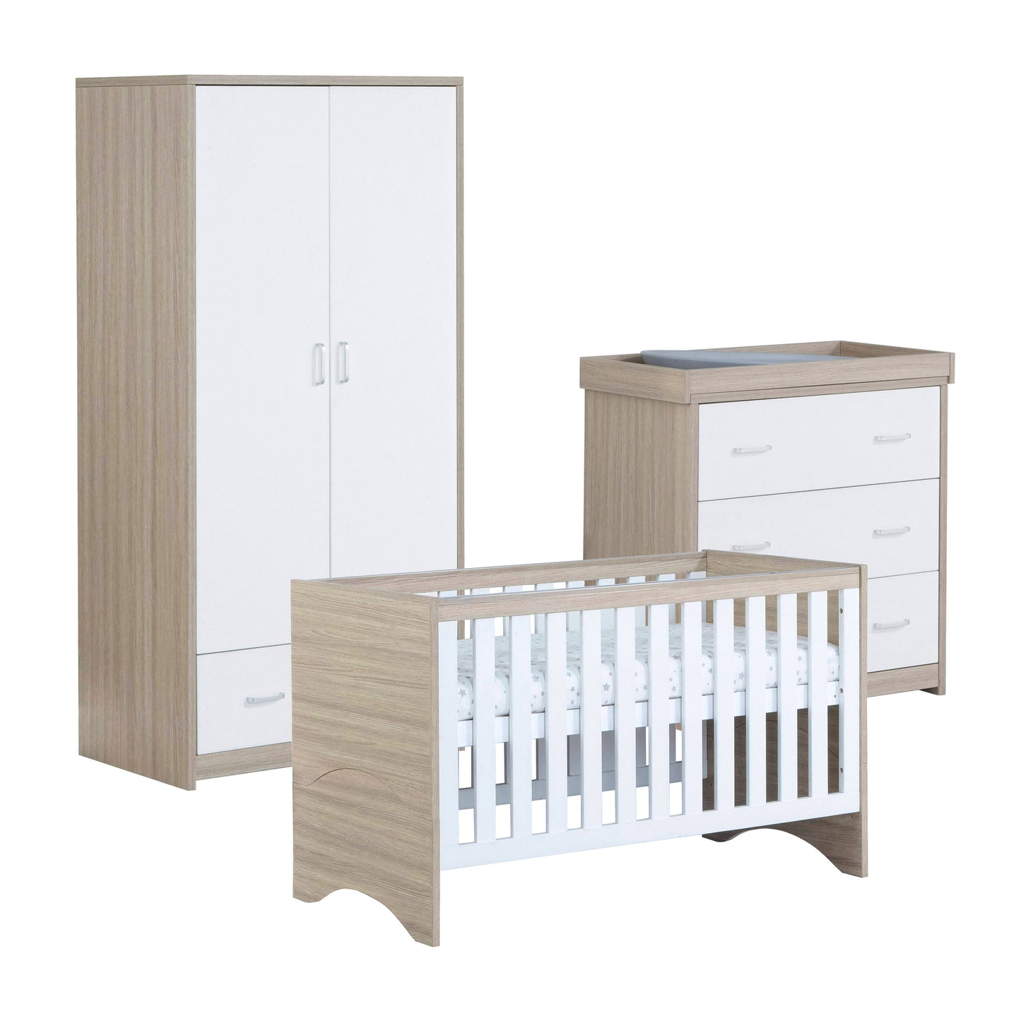 BABYMORE - Veni 3 Piece Nursery Furniture Set – Oak White