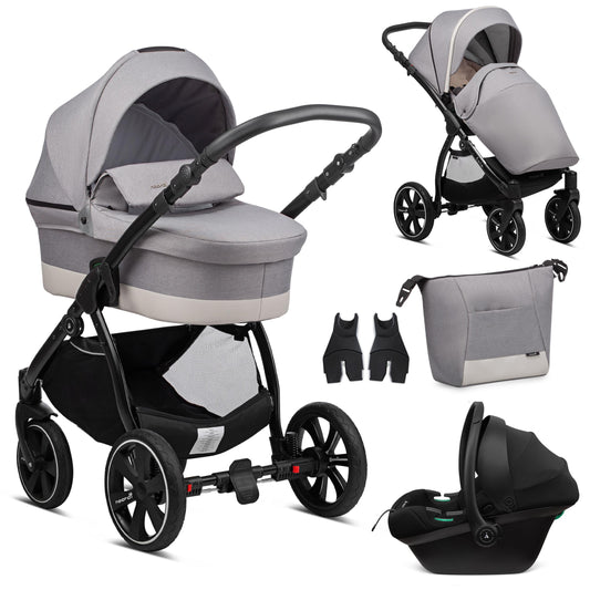 Noordi Sole Go 3in1 Travel System with Terra i-Size Car Seat - Warm Grey