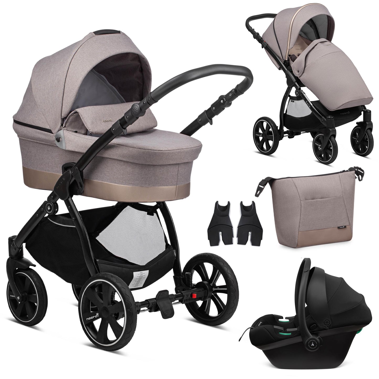 Noordi Sole Go 3in1 Travel System with Terra i-Size Car Seat - Beige