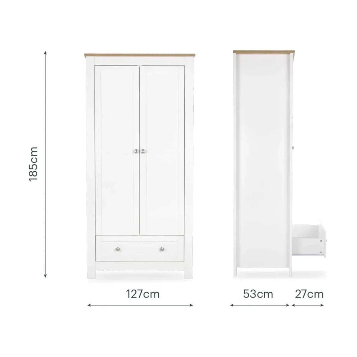 CuddleCo Burford 3 Piece Nursery Furniture Set - White/Oak