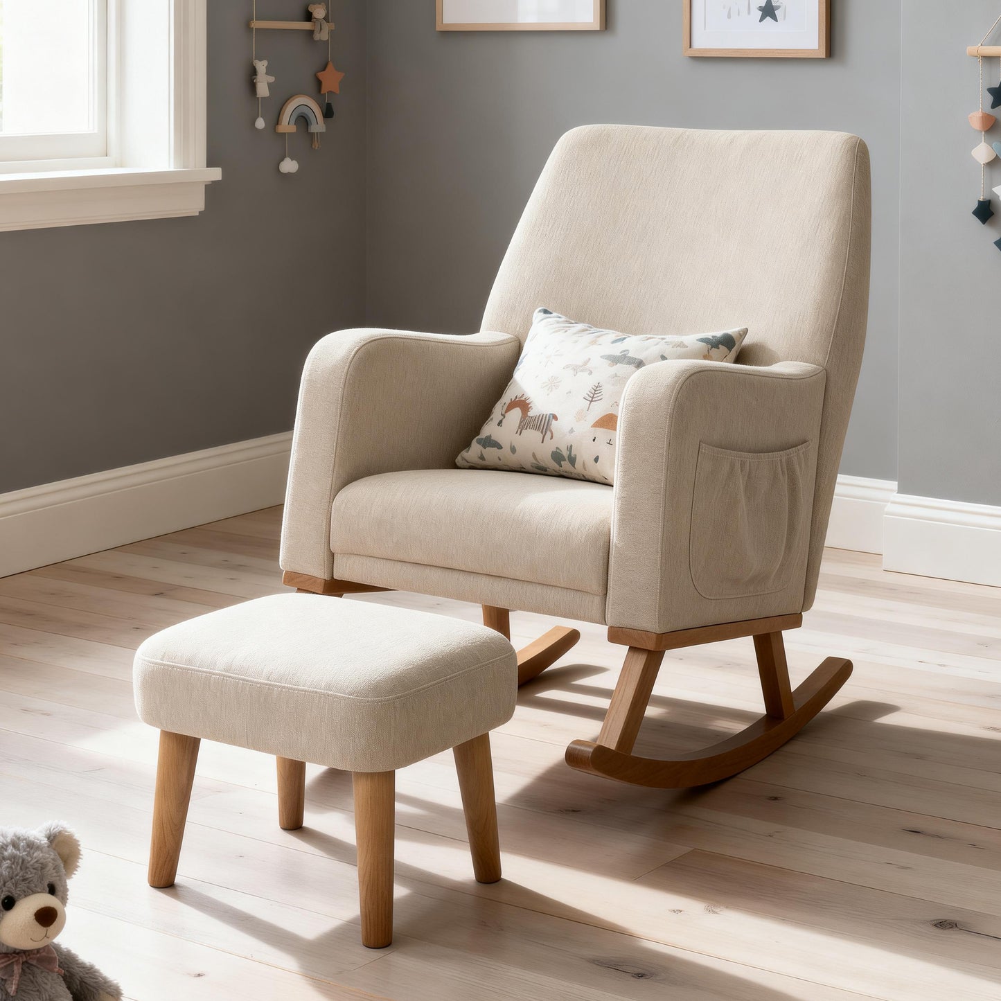 BABYMORE - Callie Nursing Chair with Stool – Oatmeal