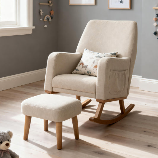 BABYMORE - Callie Nursing Chair with Stool – Oatmeal