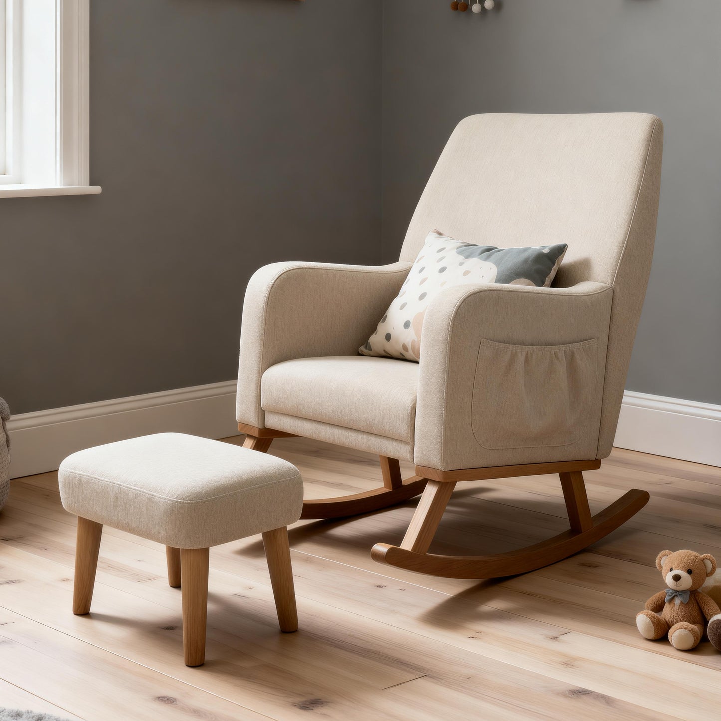 BABYMORE - Callie Nursing Chair with Stool – Oatmeal