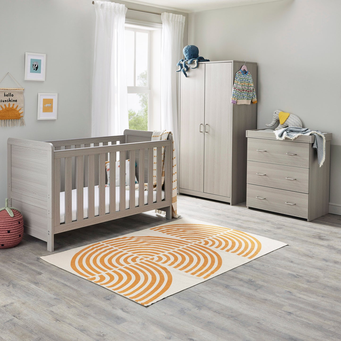 BABYMORE - Caro 3 Piece Nursery Furniture Set – Grey Wash