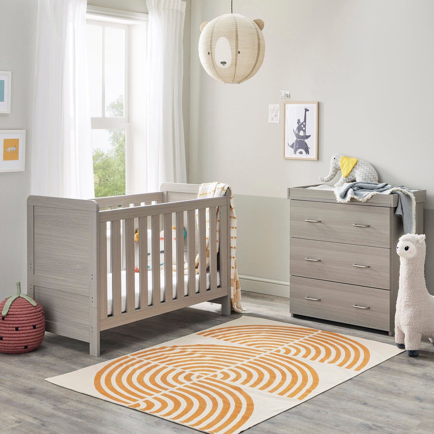 BABYMORE - Caro Mini 2 Piece Nursery Furniture Set – Grey Wash