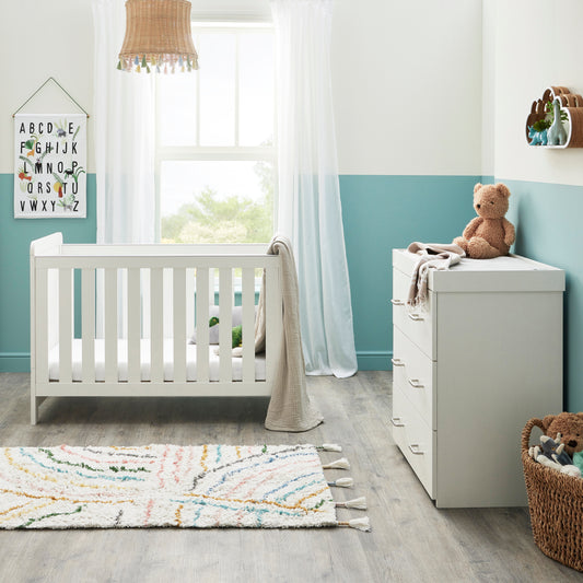 BABYMORE - Caro Mini 2 Piece Nursery Furniture Set – White Wash