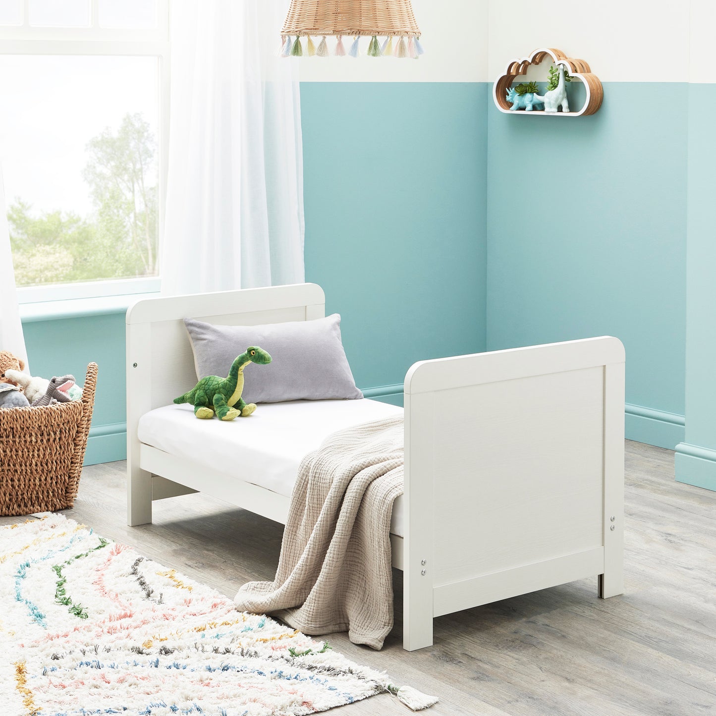 BABYMORE - Caro Mini Cot Bed – White Wash