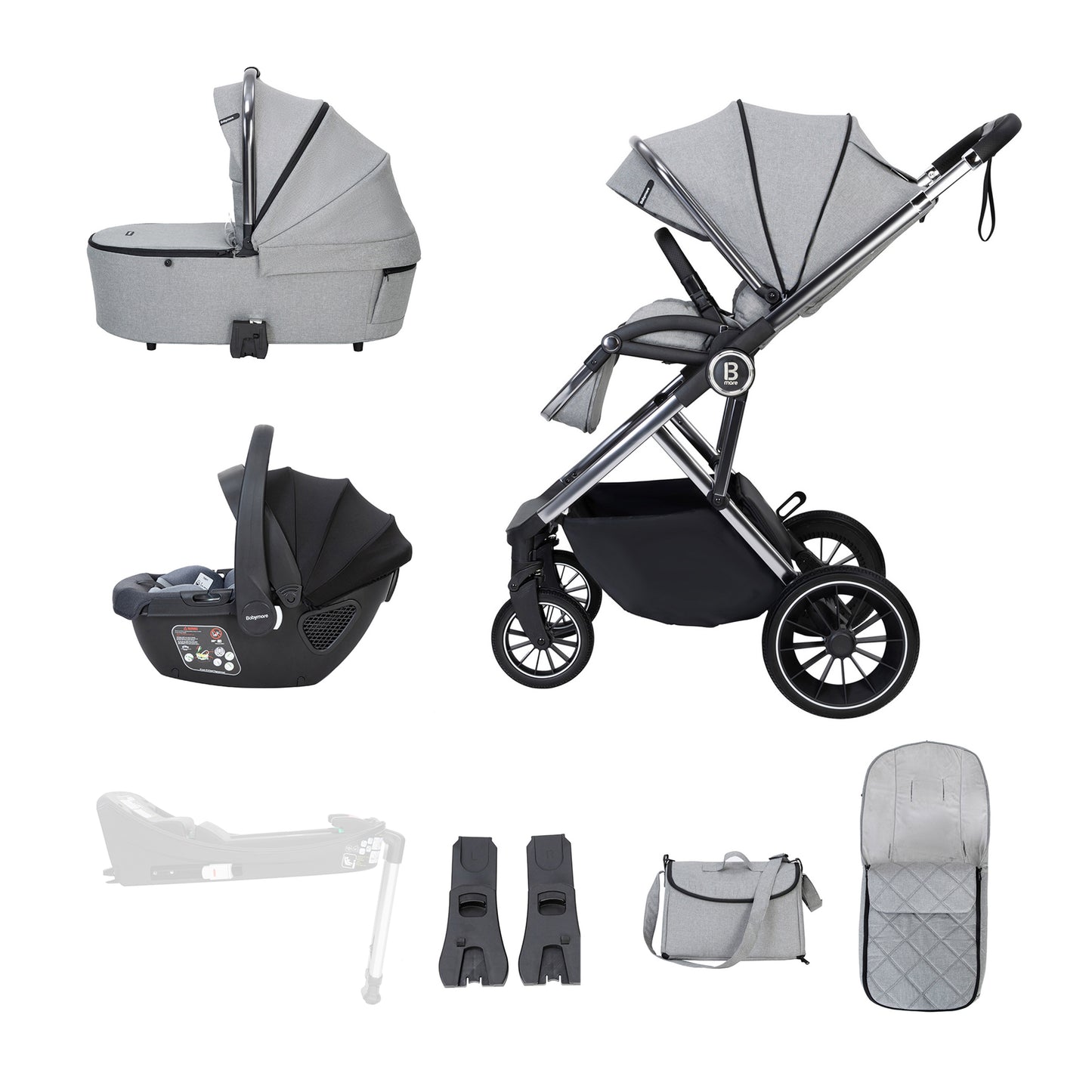 BABYMORE - Chia Travel System Coco Car Seat – Pearl Grey