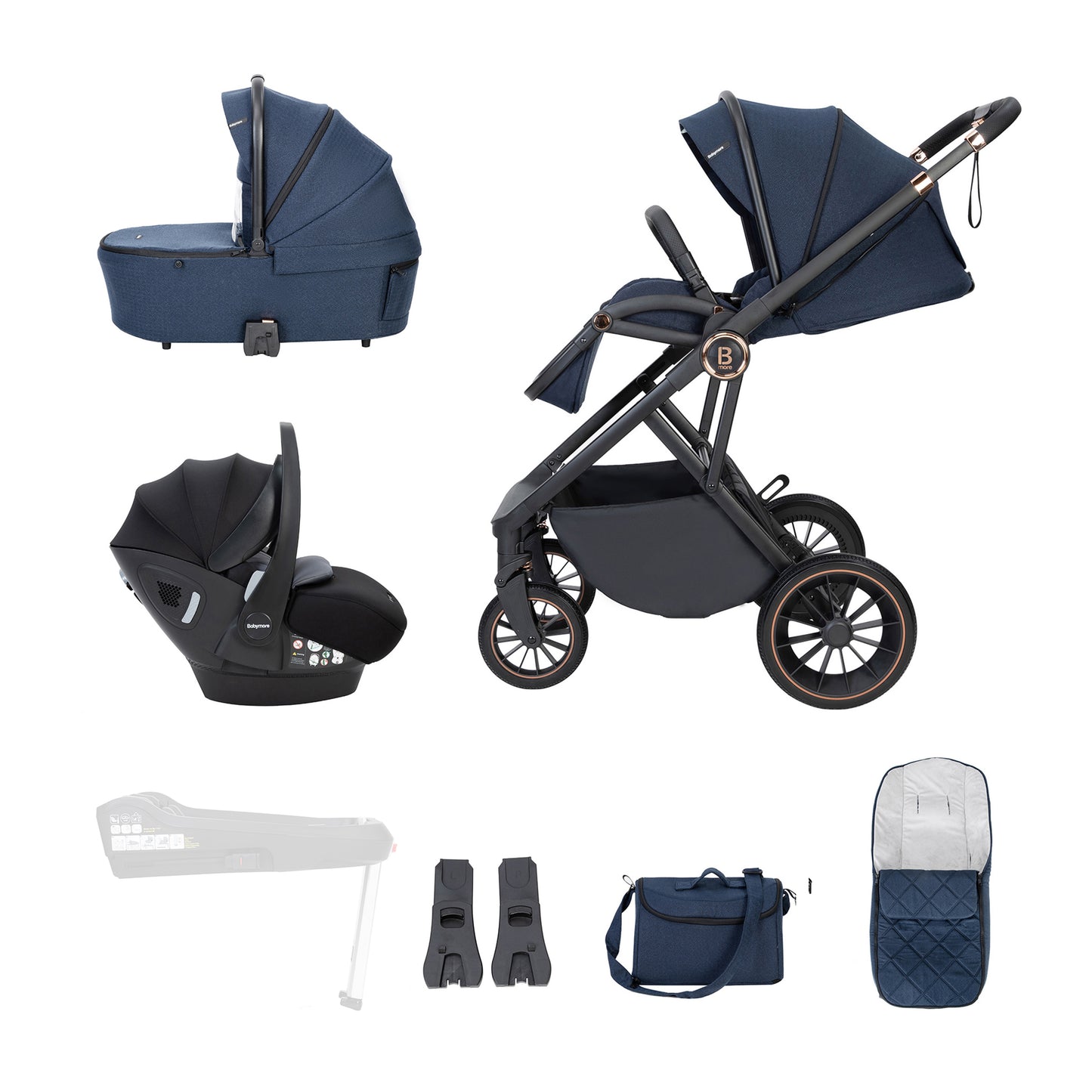 BABYMORE - Chia Travel System Pecan Car Seat – Midnight Blue