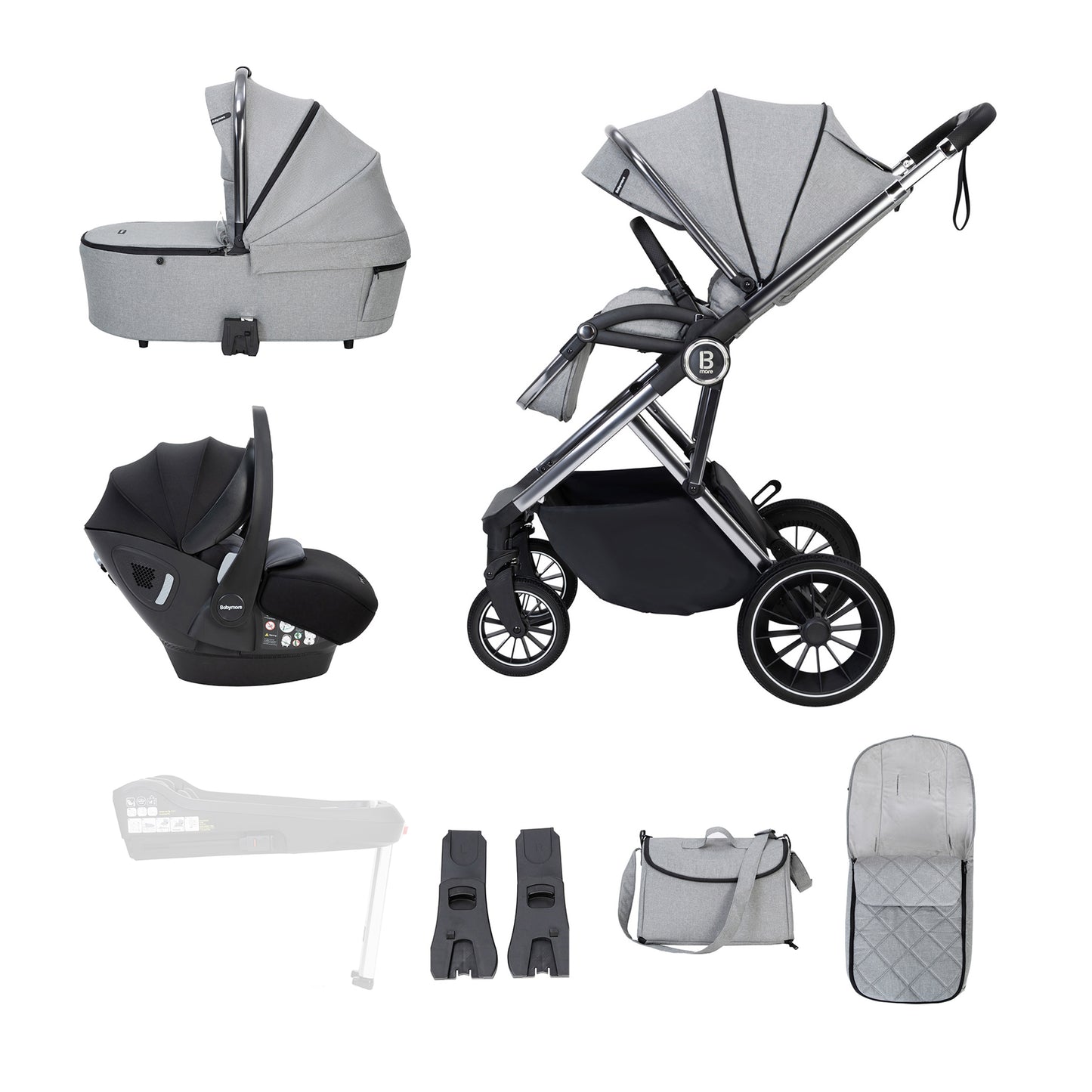 BABYMORE - Chia Travel System Pecan Car Seat – Pearl Grey