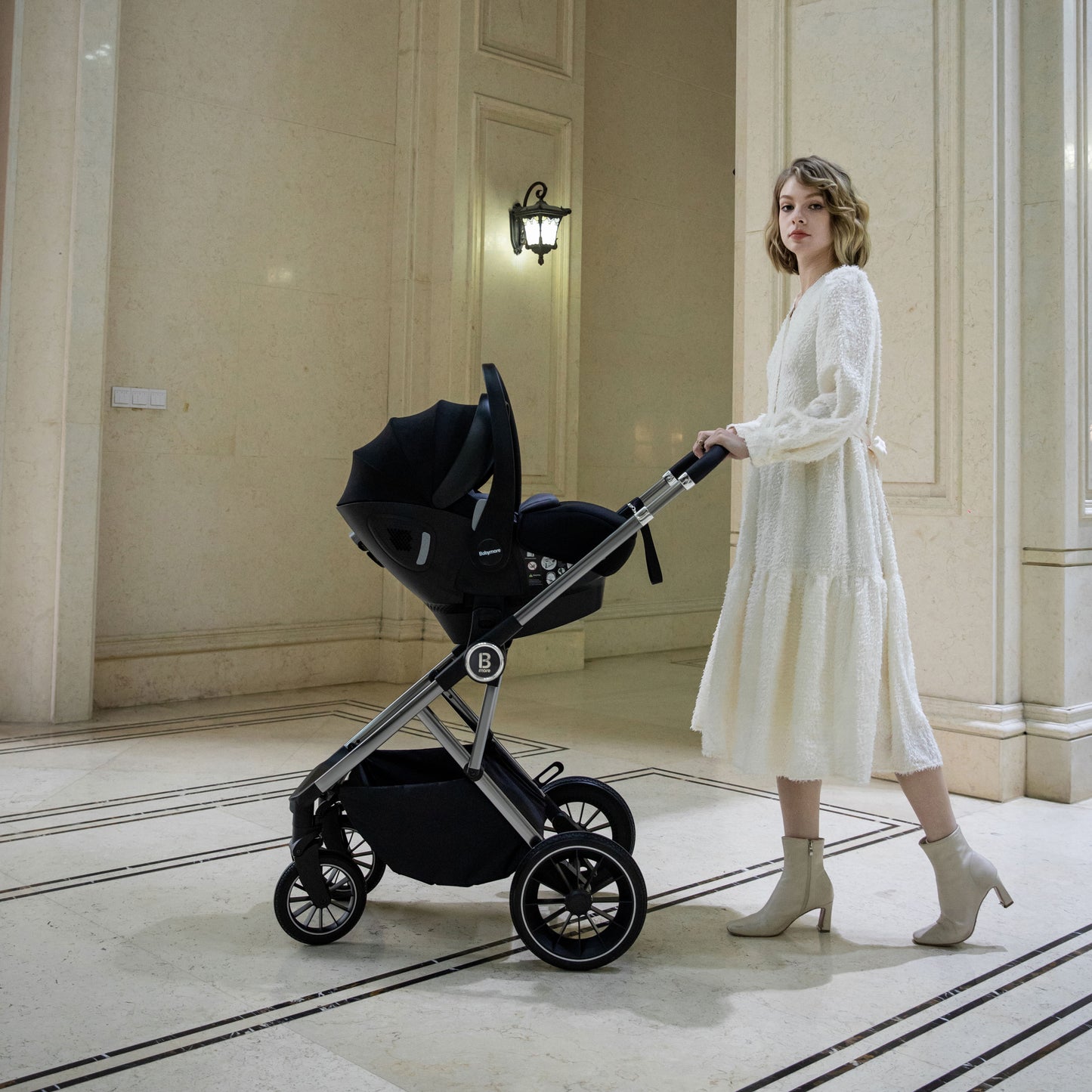 BABYMORE - Chia Travel System Pecan Car Seat – Pearl Grey