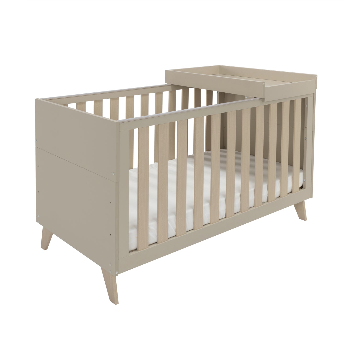 BABYMORE - Dante Cot Bed with Cot Top Changer – Cashmere