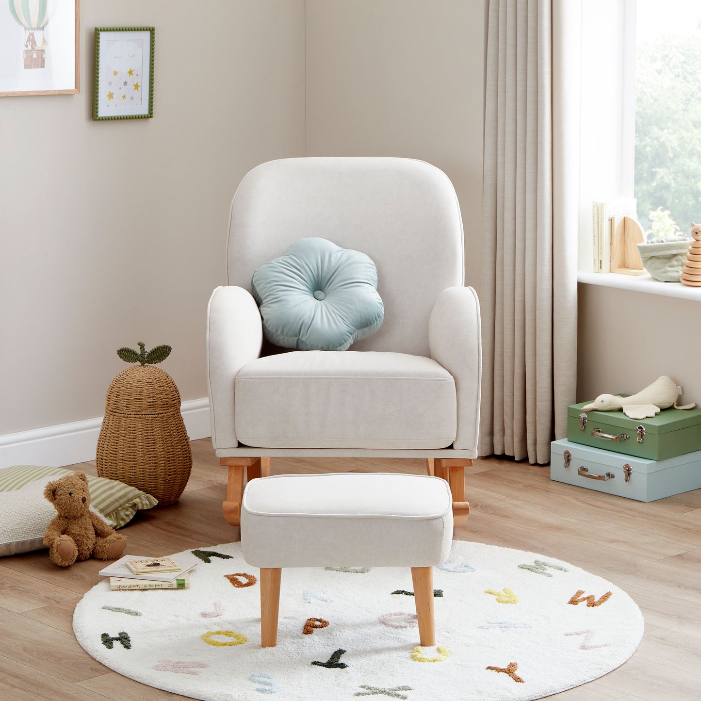 BABYMORE - Freya Nursing Chair with Stool CREAM