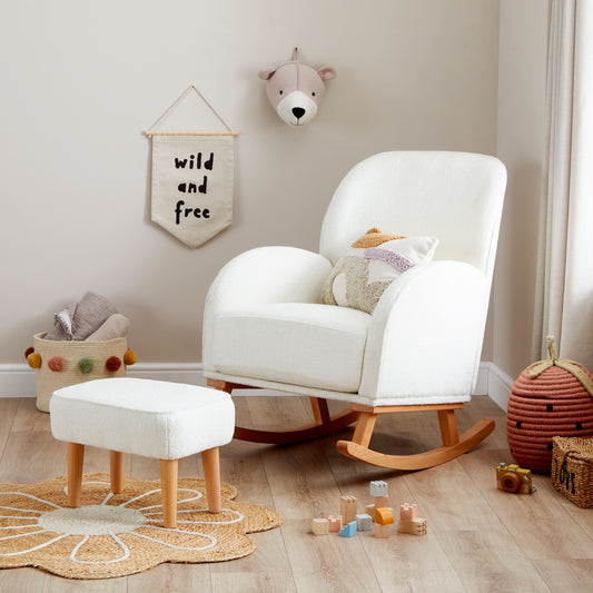 BABYMORE - Freya Nursing Chair with Stool - OFF WHITE BOUCLE