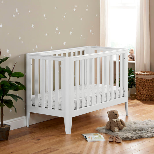 BABYMORE - Iris Mini Cot Bed WHITE