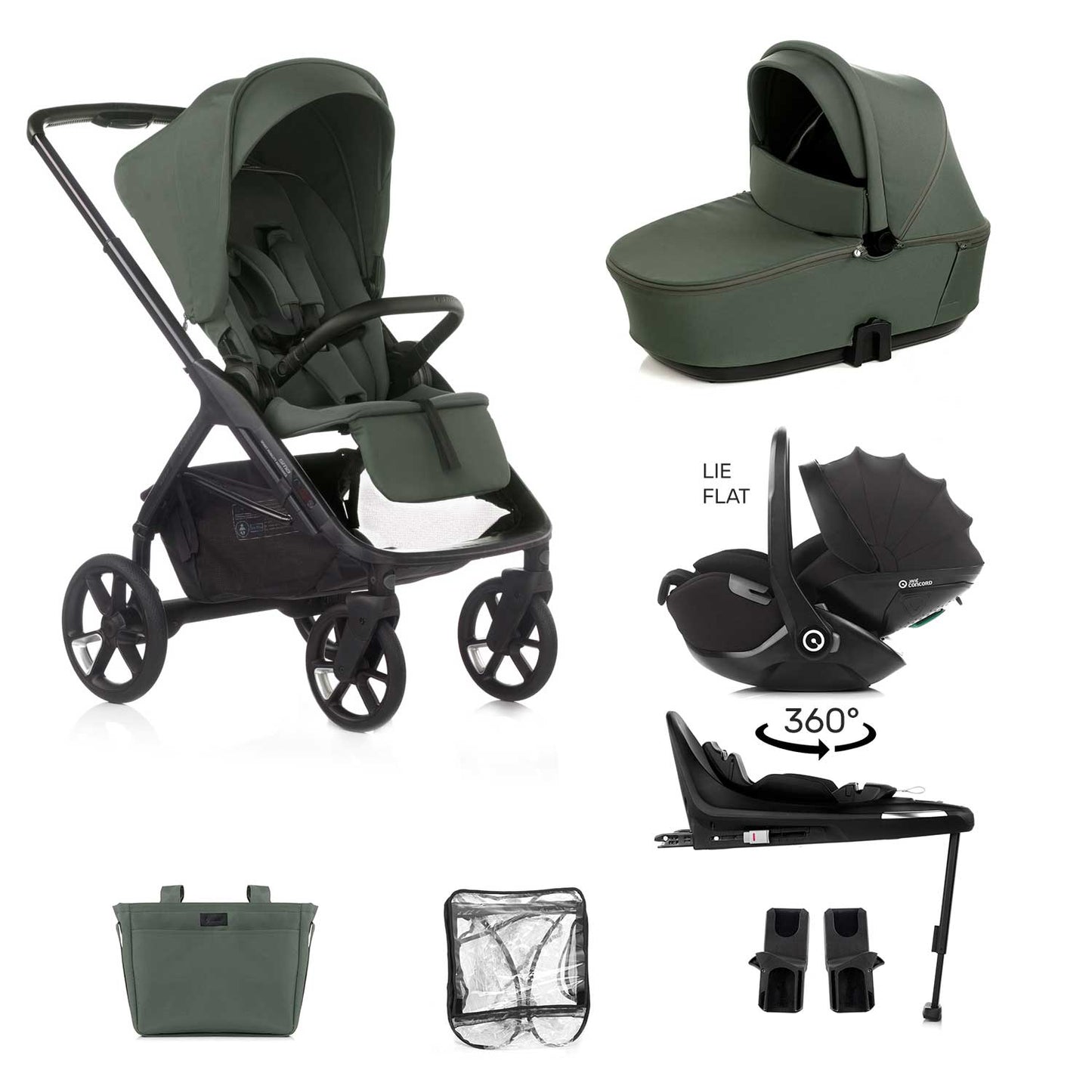 Jané Keep Pushchair + Kombibaby Lie-Flat 360 Baby Car Seat Bundle