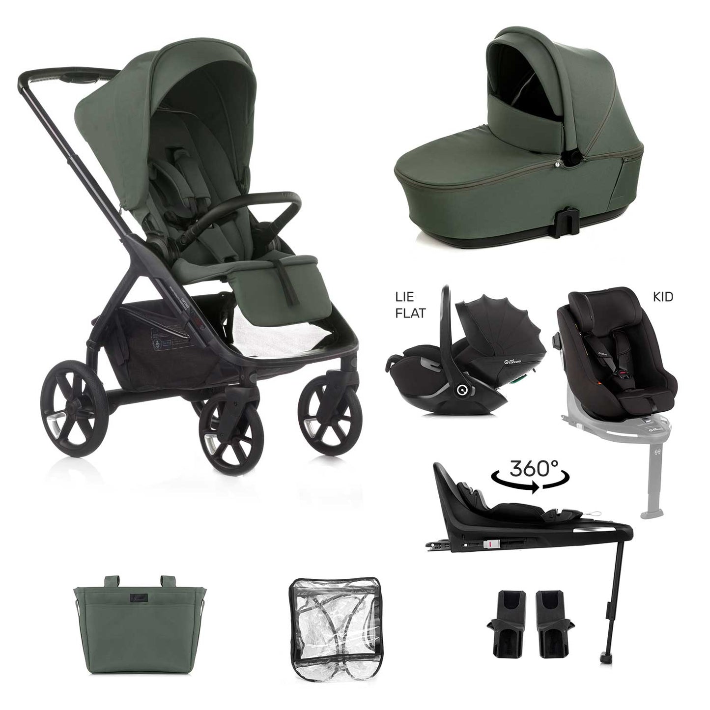 Jané Keep Pushchair + Kombibaby Lie-Flat 360 Baby Car Seat Bundle
