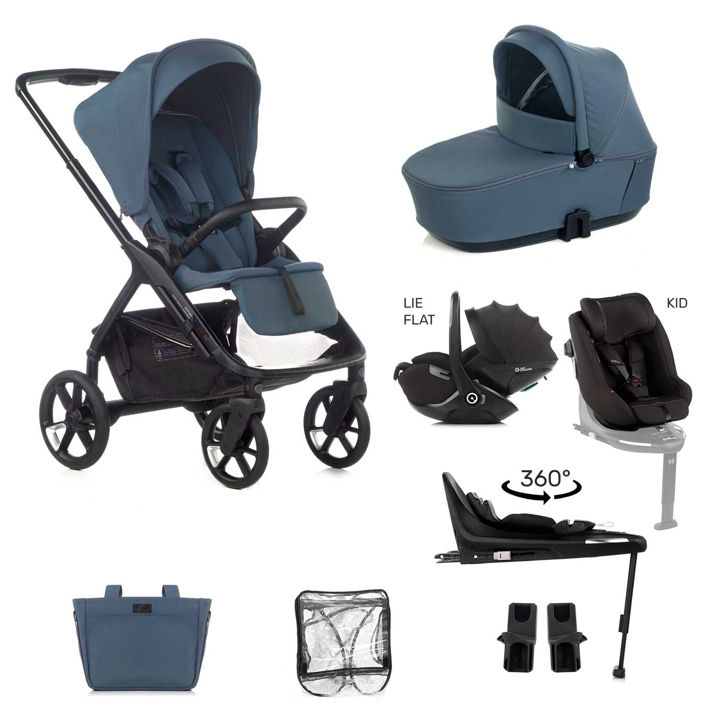 Jané Keep Pushchair + Kombibaby Lie-Flat 360 Baby Car Seat Bundle