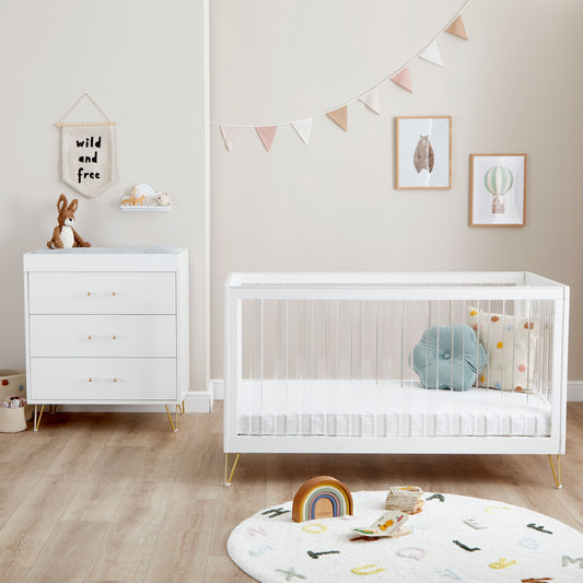 BABYMORE -  Kimi XL Acrylic 2 Piece Nursery Furniture Set
