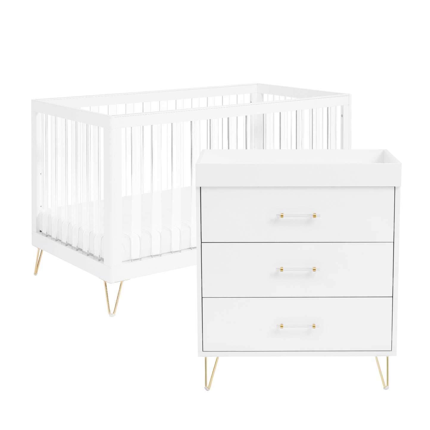BABYMORE -  Kimi XL Acrylic 2 Piece Nursery Furniture Set