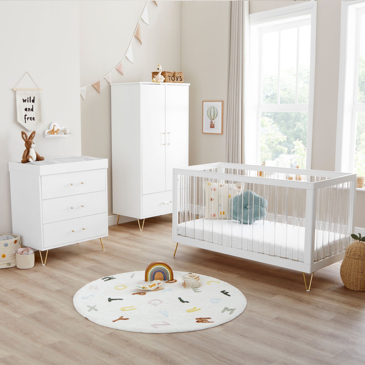 BABYMORE -  Kimi XL Acrylic 3 Piece Nursery Furniture Set